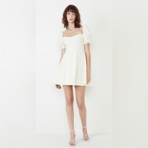 Bardot Yellow Puff-Sleeve Mini Dress